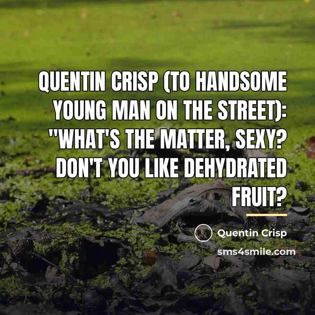 “Quentin Crisp (to handsome young man on the street): "What's…” quote by Quentin Crisp
