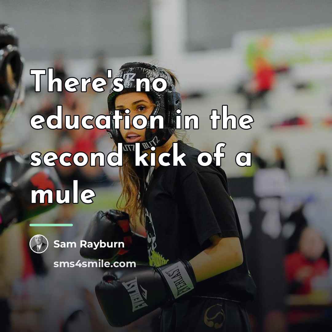 “There's no education in the second kick of a mule…” quote by Sam Rayburn