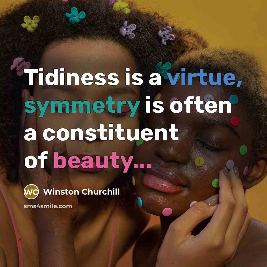 “Tidiness is a virtue, symmetry is often a constituent of…” quote by Winston Churchill