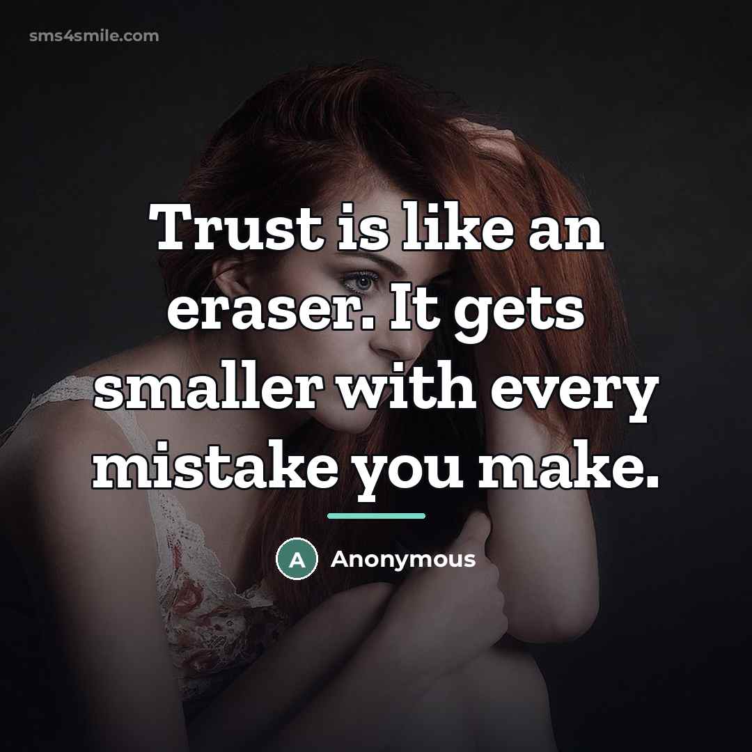 “Trust is like an eraser. It gets smaller with every…” quote by Anonymous