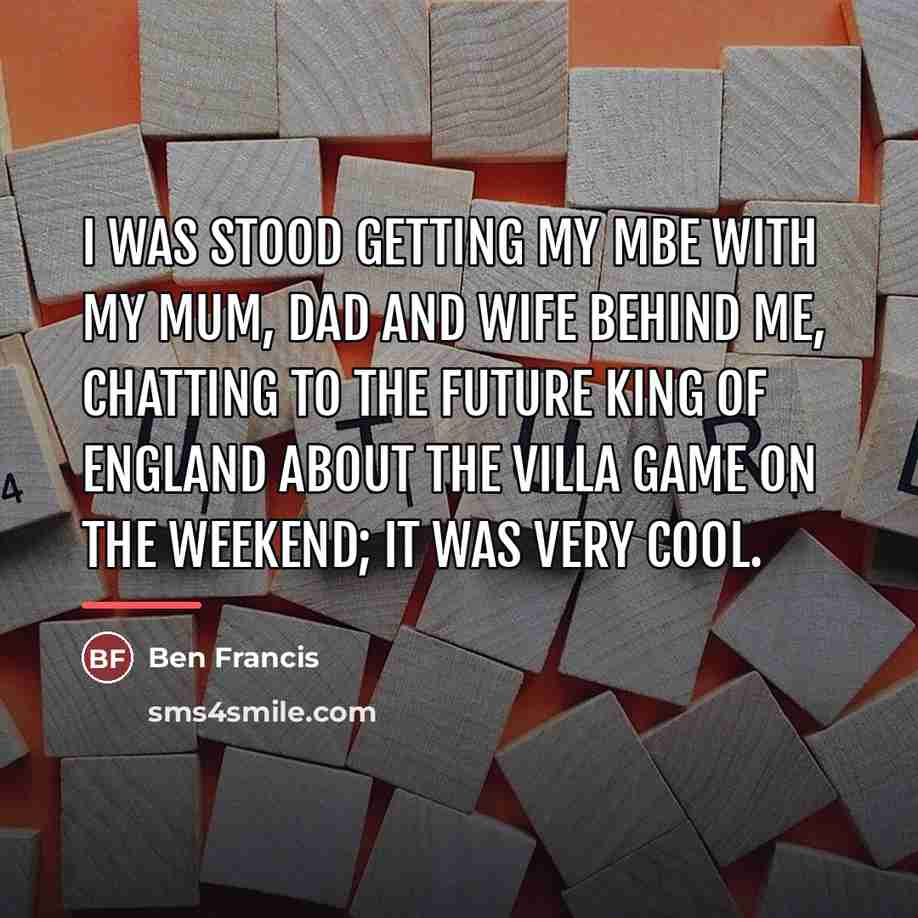 “I was stood getting my MBE with my mum, dad…” quote by Ben Francis