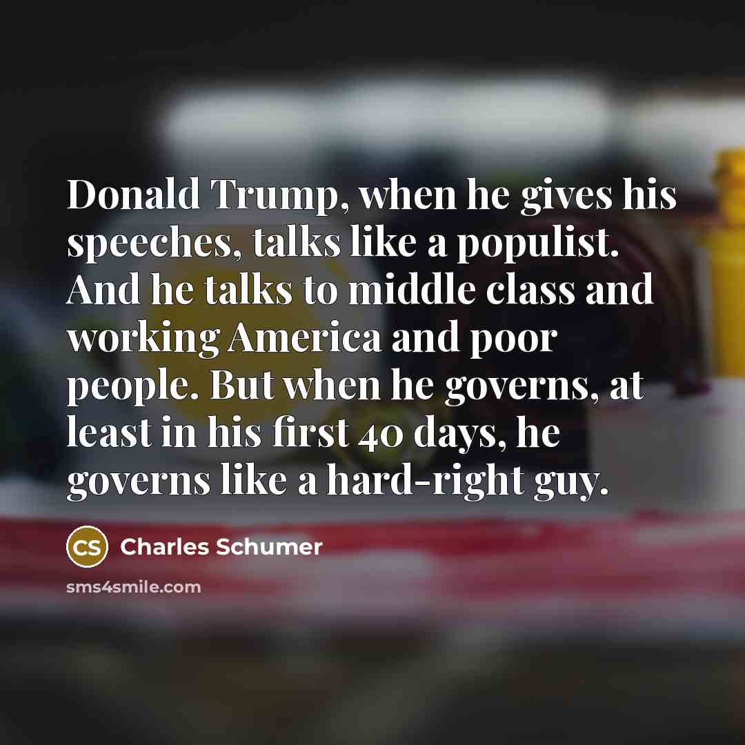 “Donald Trump, when he gives his speeches, talks like a…” quote by Charles Schumer