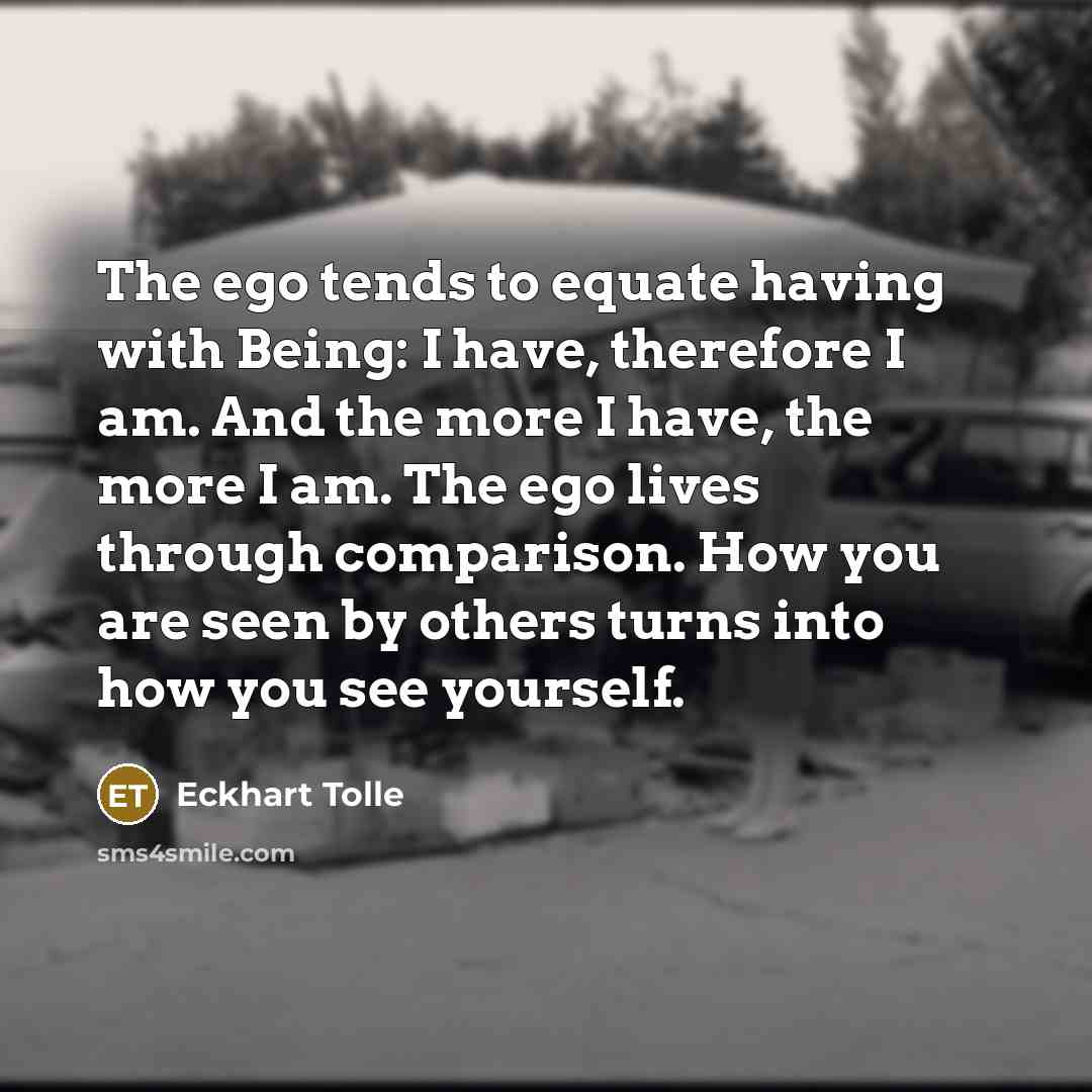 “The ego tends to equate having with Being: I have,…” quote by Eckhart Tolle