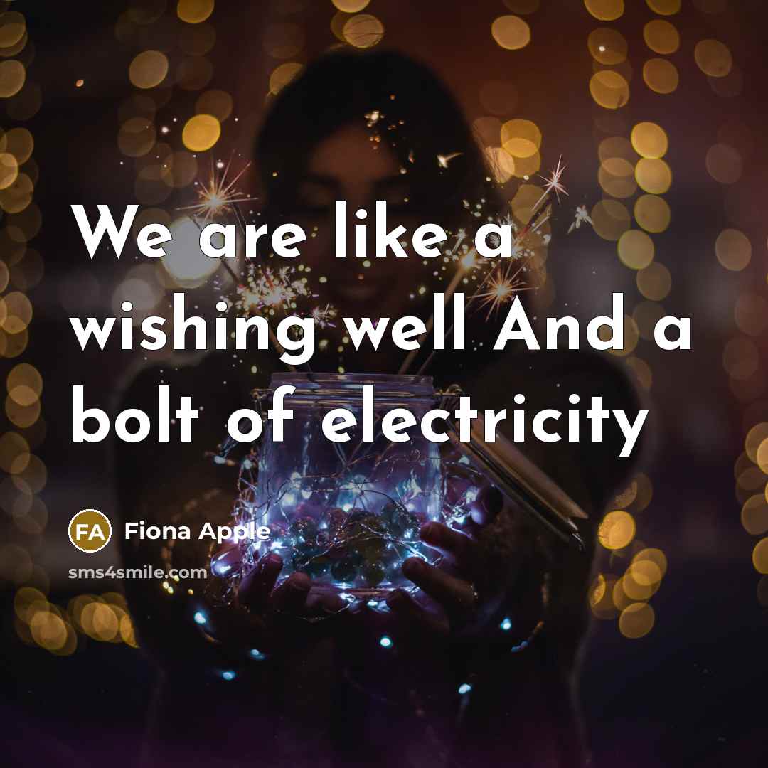 “We are like a wishing well And a bolt of…” quote by Fiona Apple
