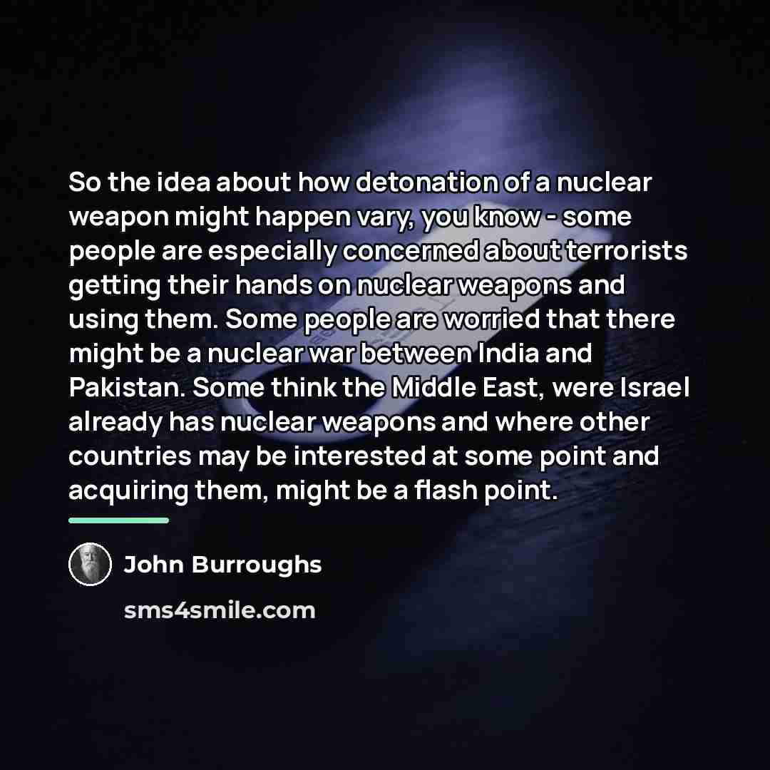 “So the idea about how detonation of a nuclear weapon…” quote by John Burroughs