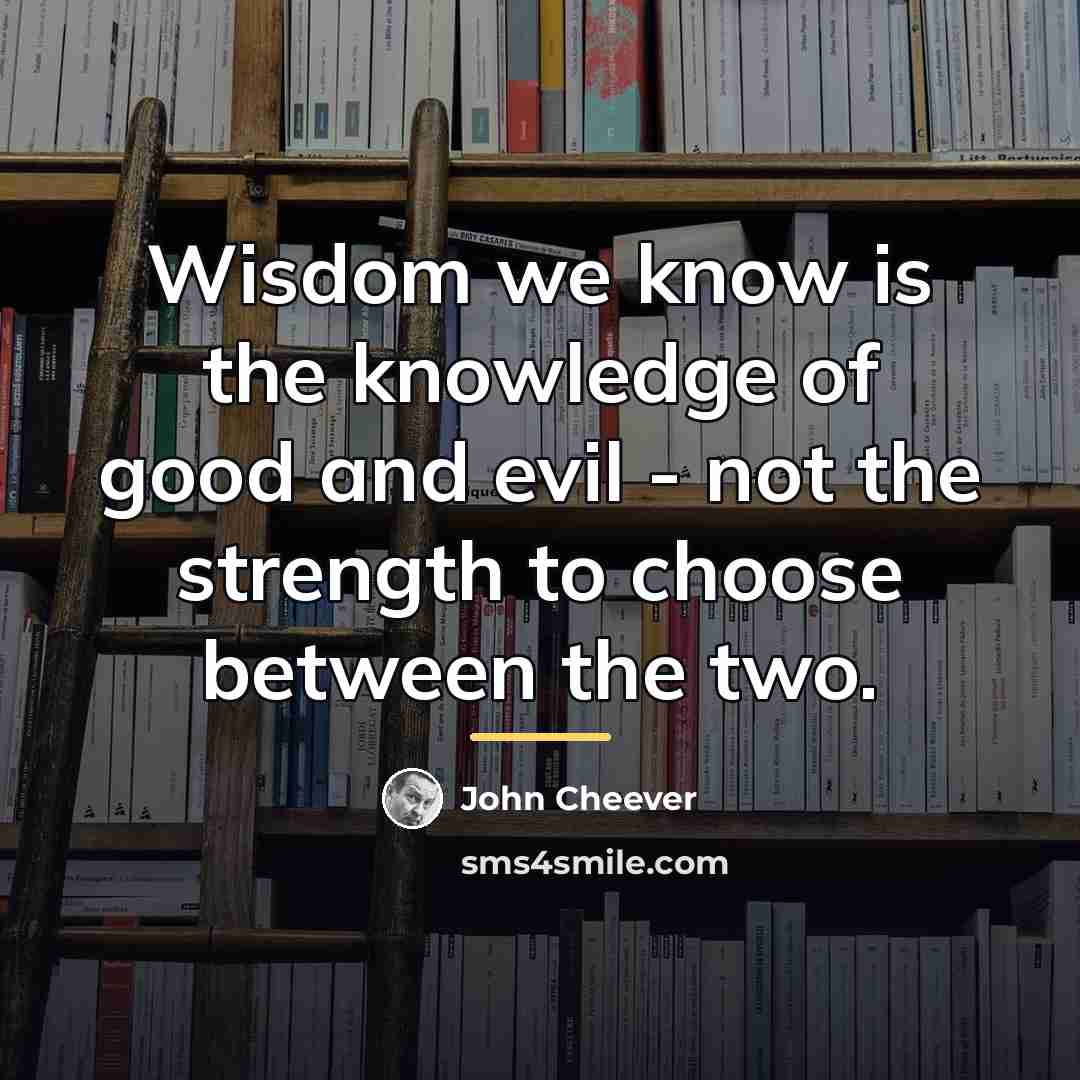 “Wisdom we know is the knowledge of good and evil…” quote by John Cheever
