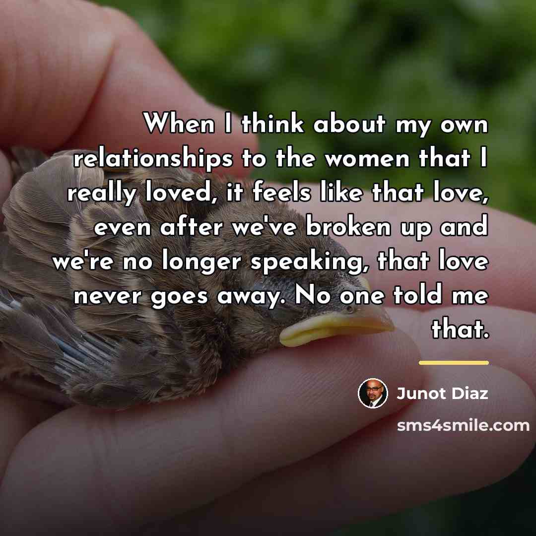 “When I think about my own relationships to the women…” quote by Junot Diaz