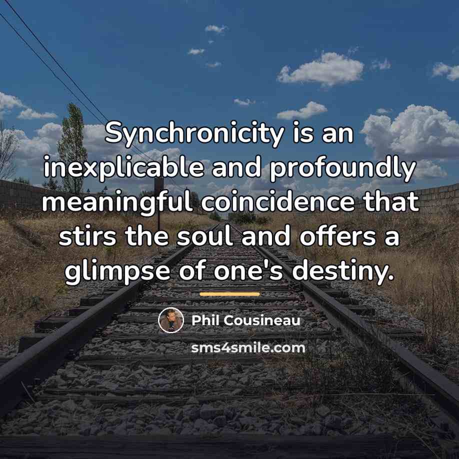 “Synchronicity is an inexplicable and profoundly meaningful coincidence that stirs…” quote by Phil Cousineau