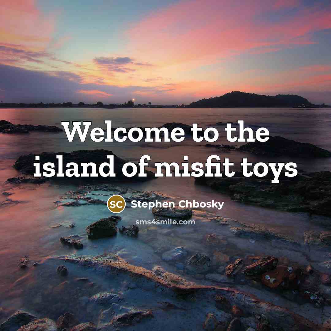 “Welcome to the island of misfit toys…” quote by Stephen Chbosky