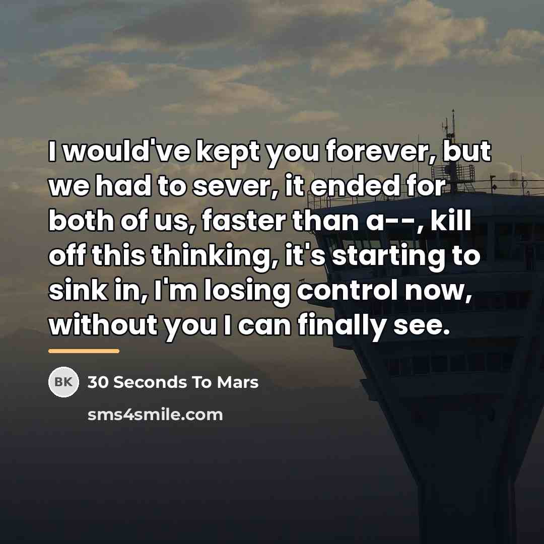 “I would've kept you forever, but we had to sever,…” quote by 30 Seconds To Mars