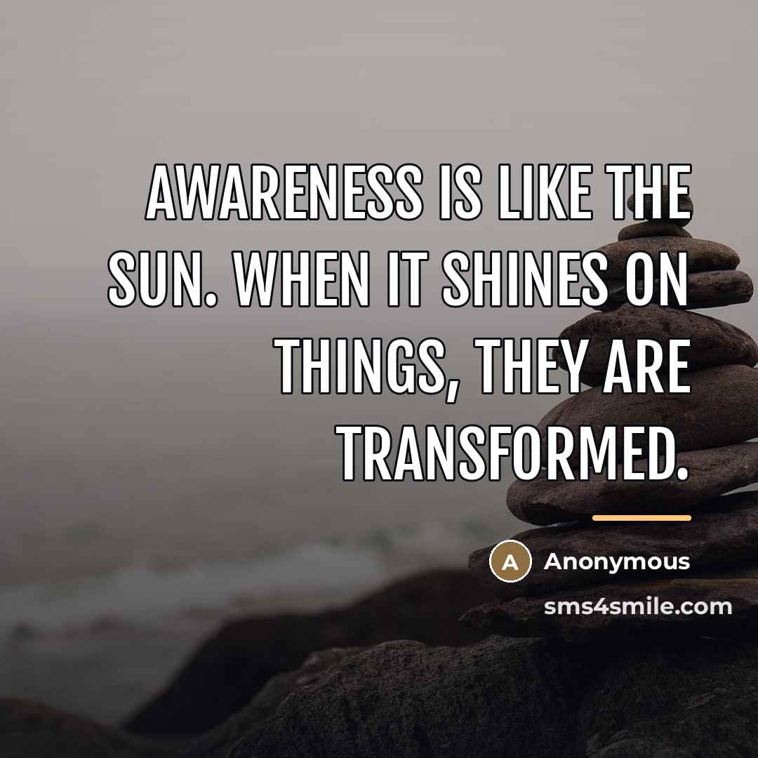 “Awareness is like the sun. When it shines on things,…” quote by Anonymous