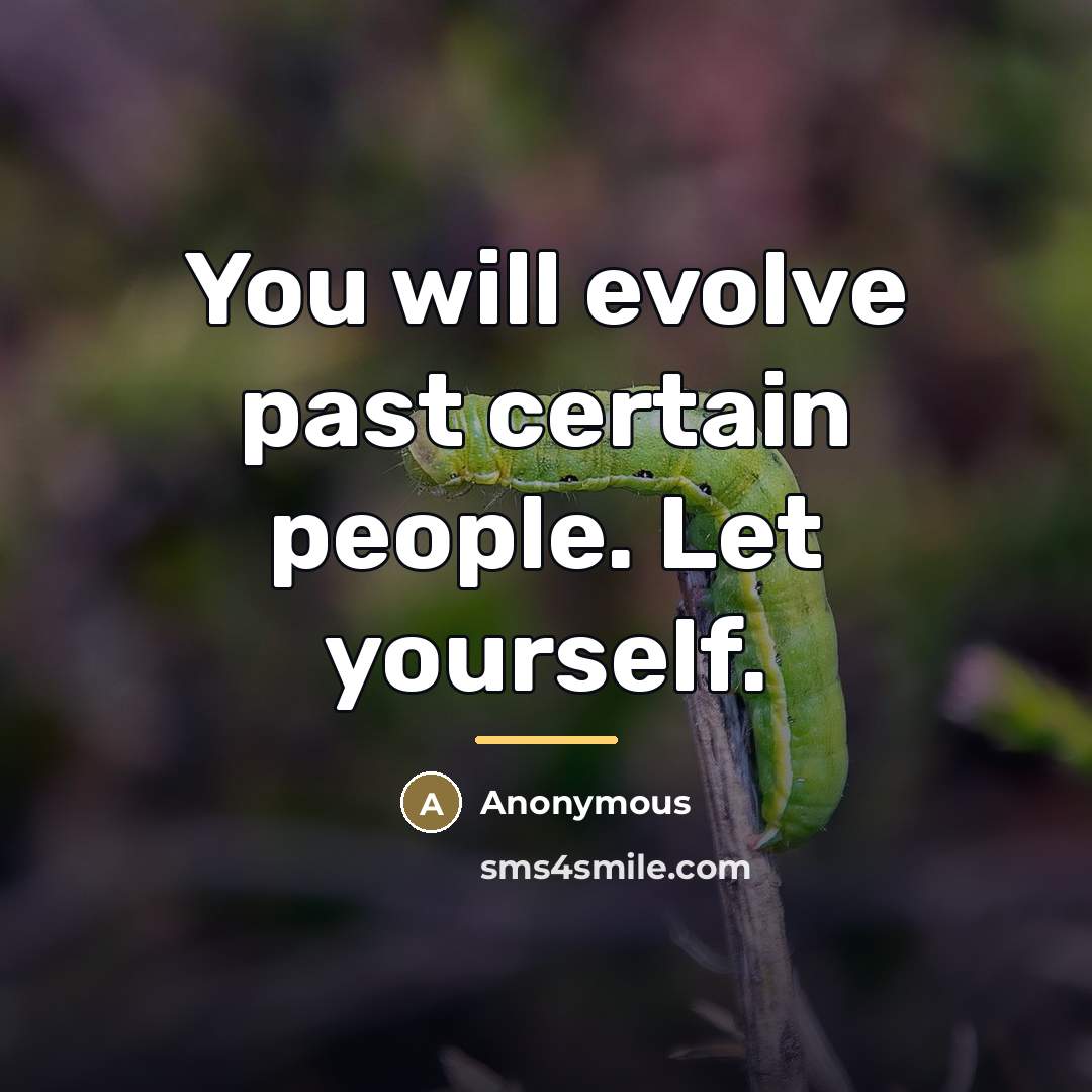 “You will evolve past certain people. Let yourself.…” quote by Anonymous