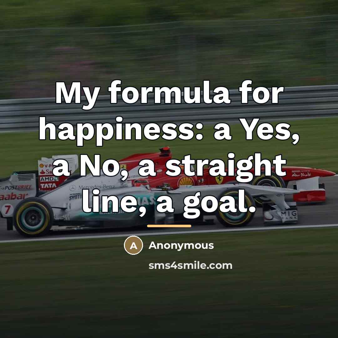 “My formula for happiness: a Yes, a No, a straight…” quote by Anonymous