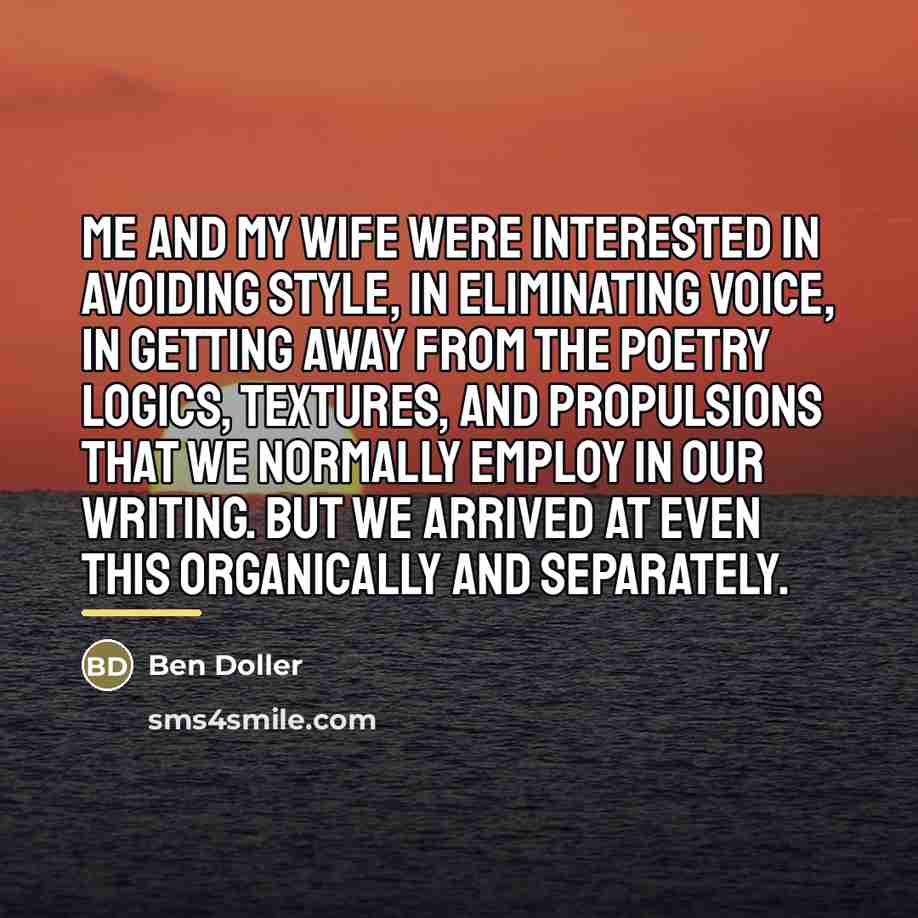 “Me and my wife were interested in avoiding style, in…” quote by Ben Doller