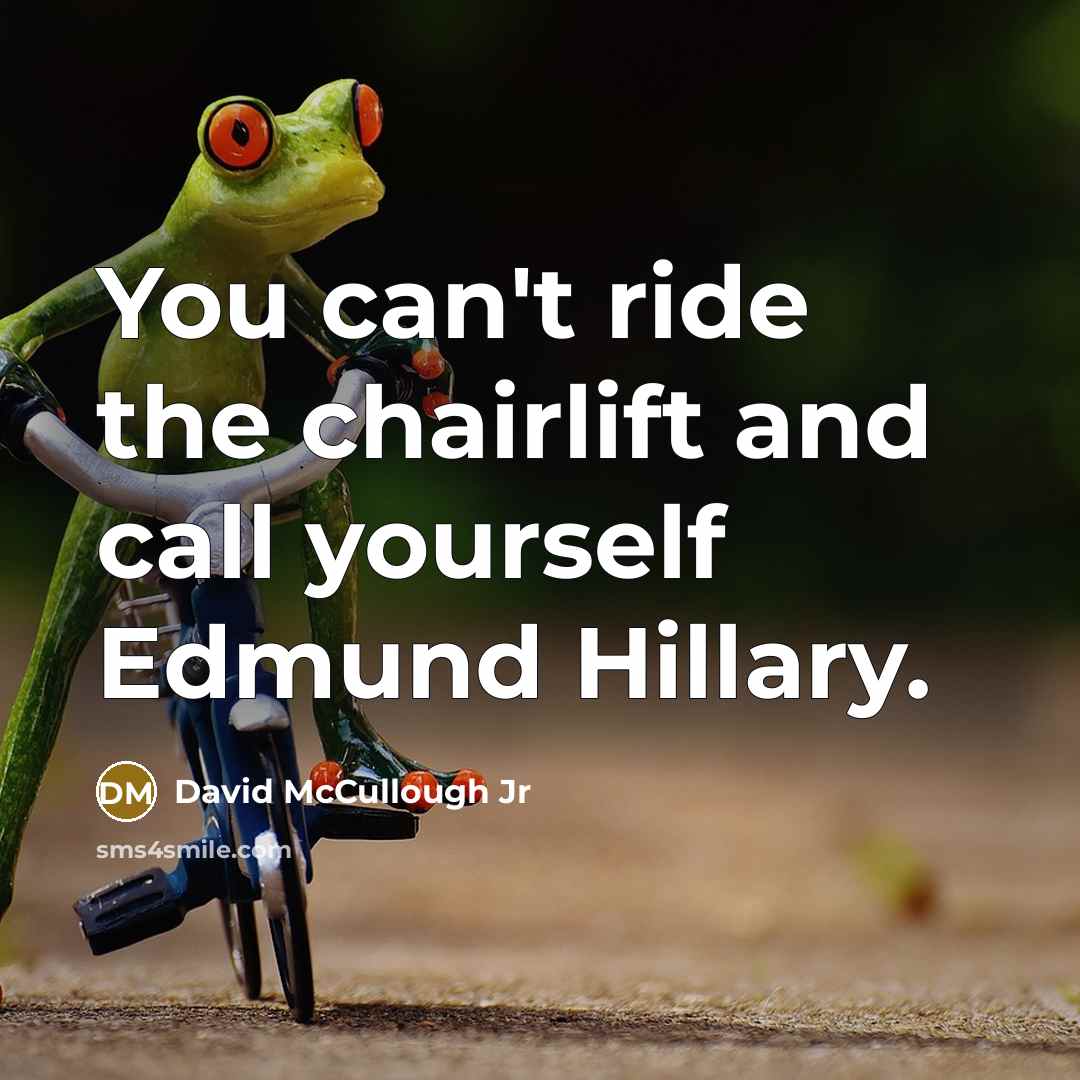 “You can't ride the chairlift and call yourself Edmund Hillary.” quote by David McCullough Jr