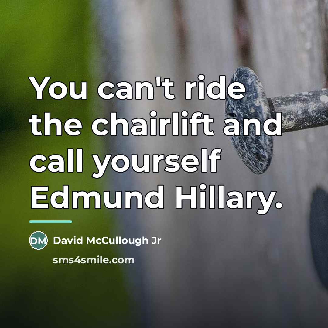 “You can't ride the chairlift and call yourself Edmund Hillary.…” quote by David McCullough Jr