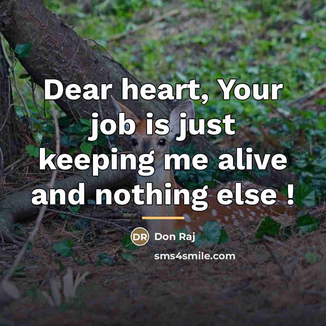 “Dear heart, Your job is just keeping me alive and…” quote by Don Raj