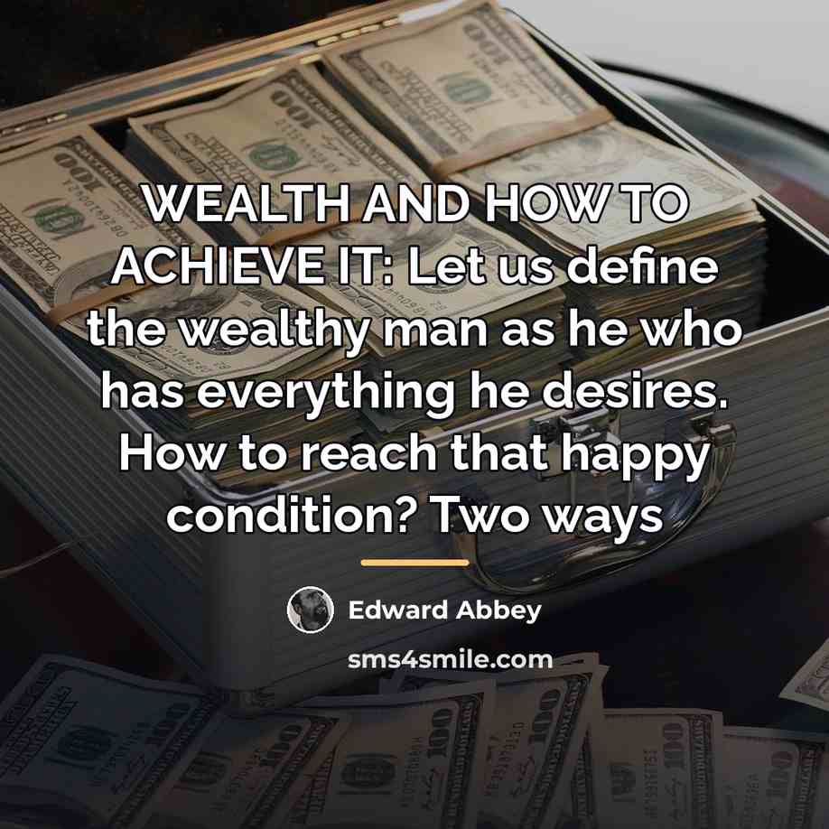 “WEALTH AND HOW TO ACHIEVE IT: Let us define the…” quote by Edward Abbey