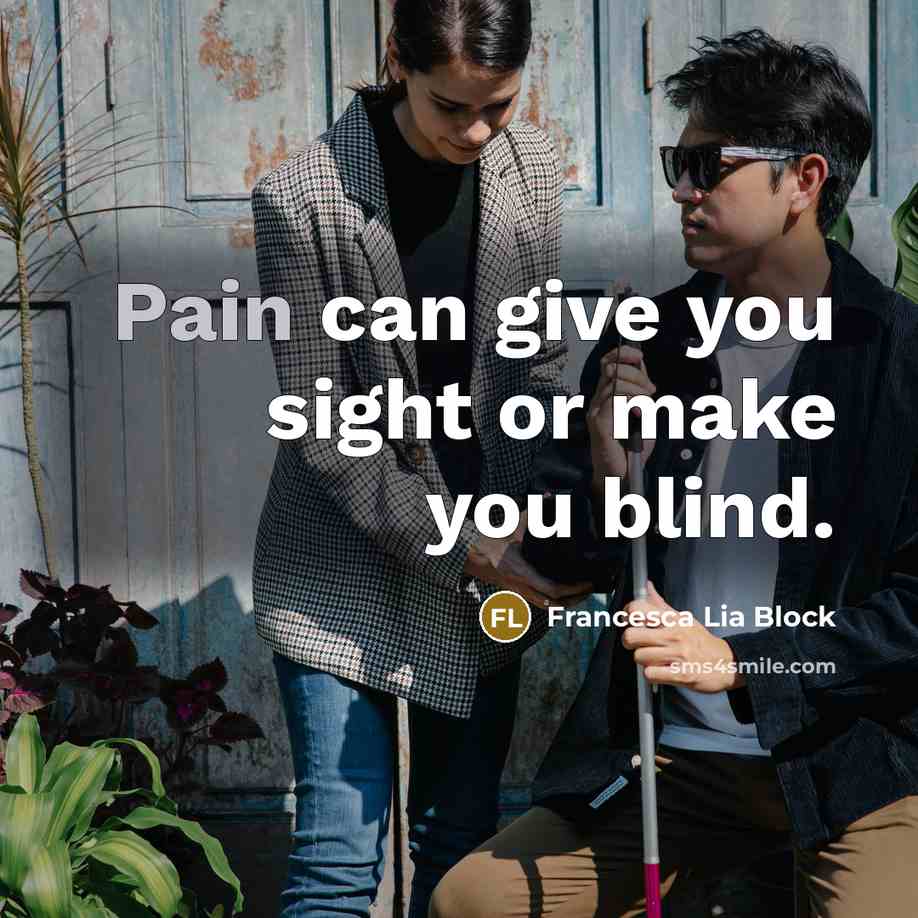 “Pain can give you sight or make you blind.…” quote by Francesca Lia Block
