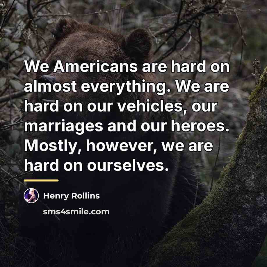 “We Americans are hard on almost everything. We are hard…” quote by Henry Rollins
