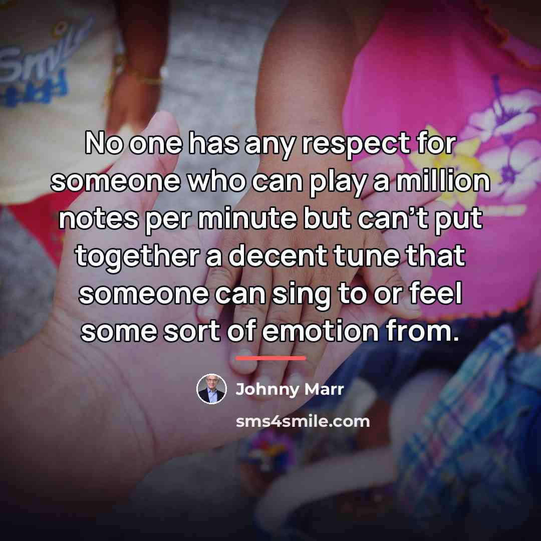 “No one has any respect for someone who can play…” quote by Johnny Marr