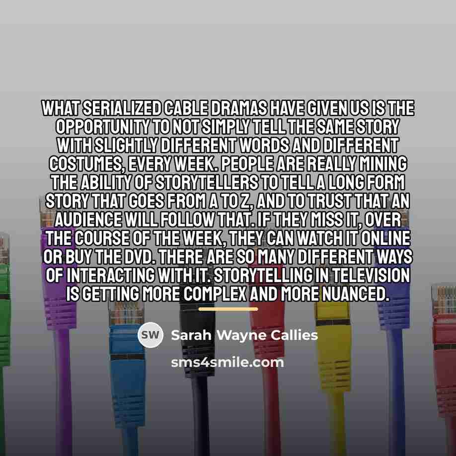 “What serialized cable dramas have given us is the opportunity…” quote by Sarah Wayne Callies