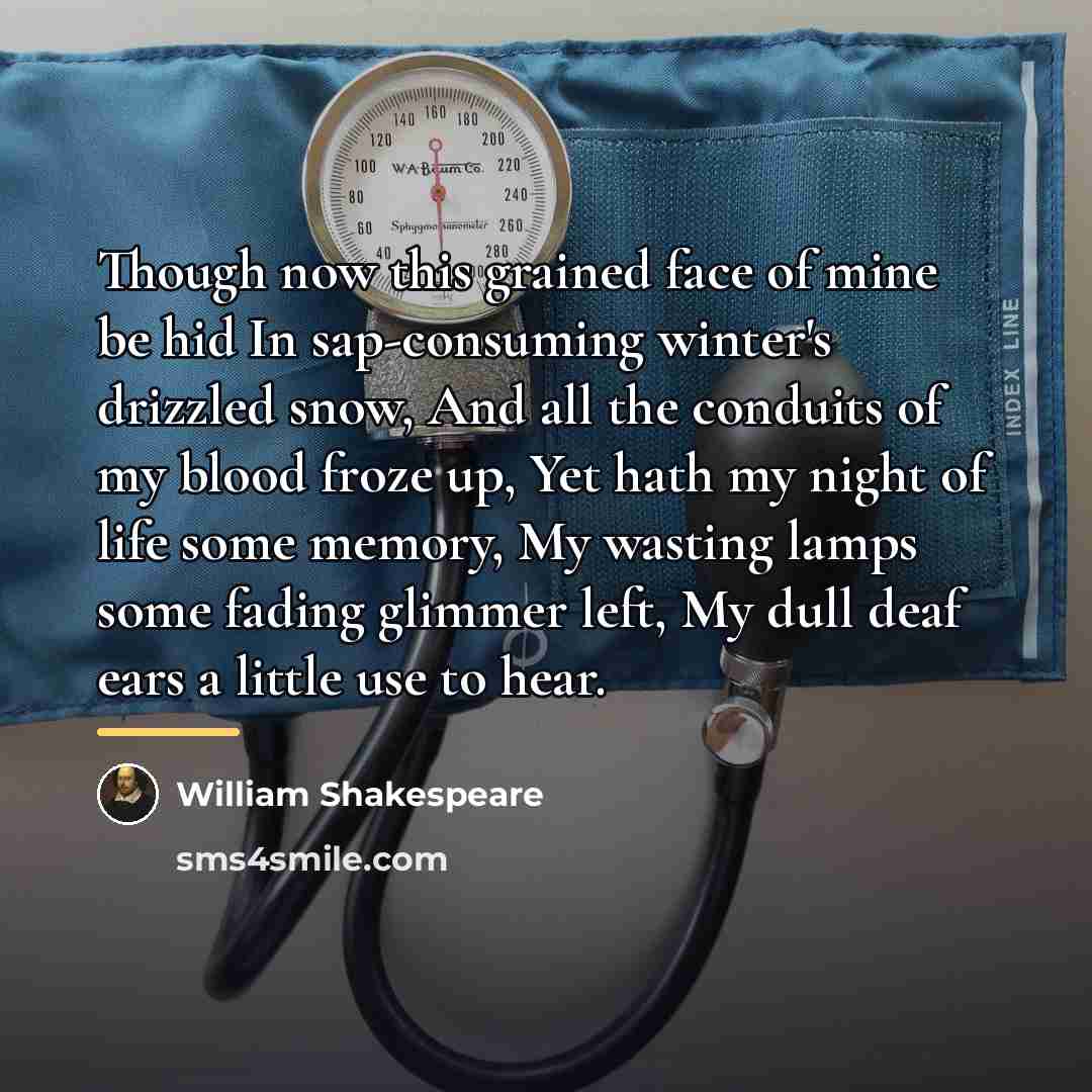 “Though now this grained face of mine be hid In…” quote by William Shakespeare