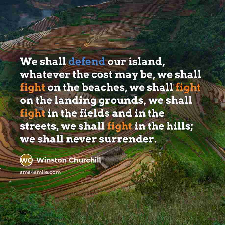 “We shall defend our island, whatever the cost may be,…” quote by Winston Churchill