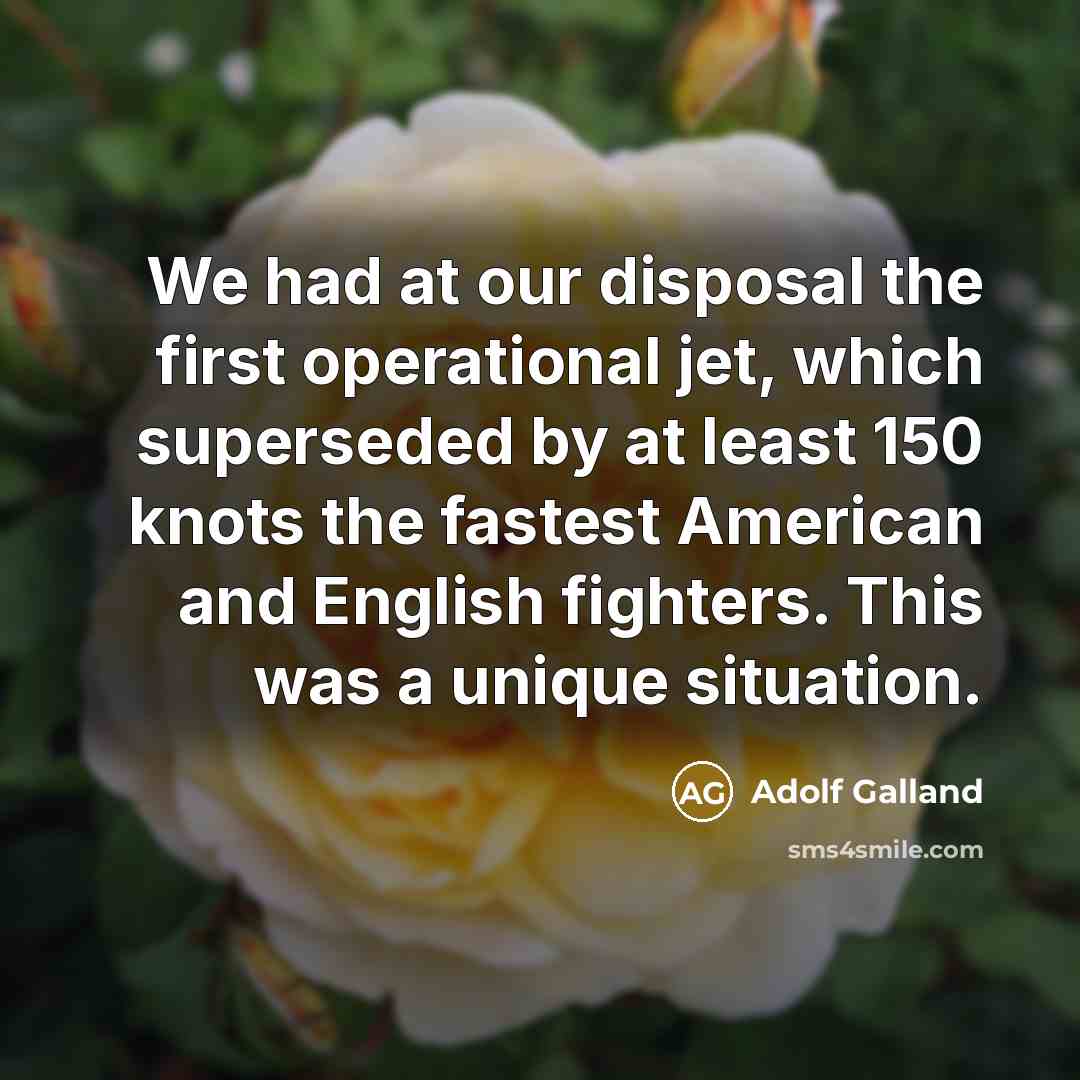 “We had at our disposal the first operational jet, which…” quote by Adolf Galland