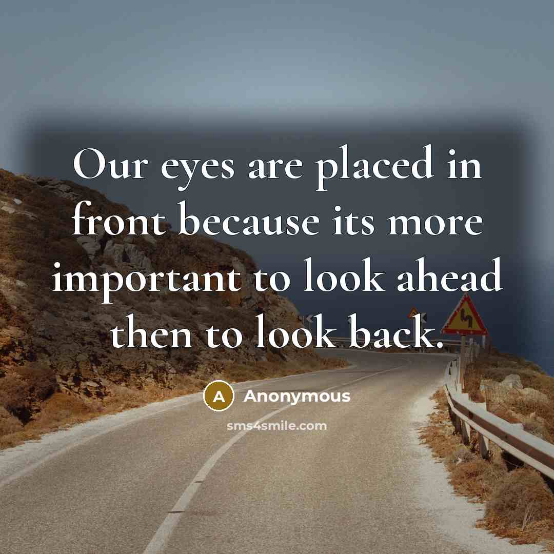 “Our eyes are placed in front because its more important to look ahead then to look back.” quote by Anonymous
