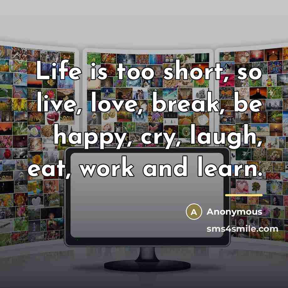 “Life is too short, so live, love, break, be happy,…” quote by Anonymous