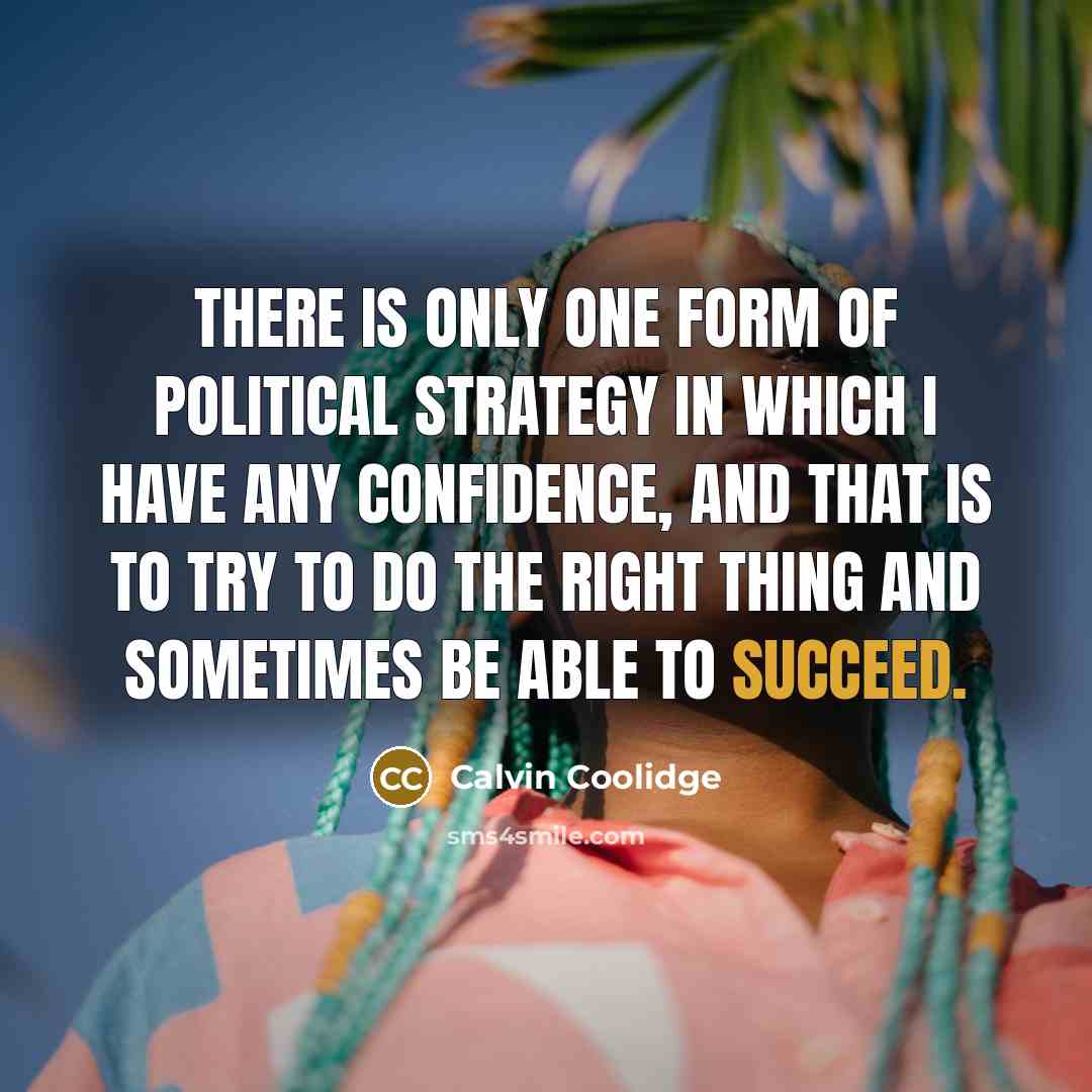 “There is only one form of political strategy in which…” quote by Calvin Coolidge