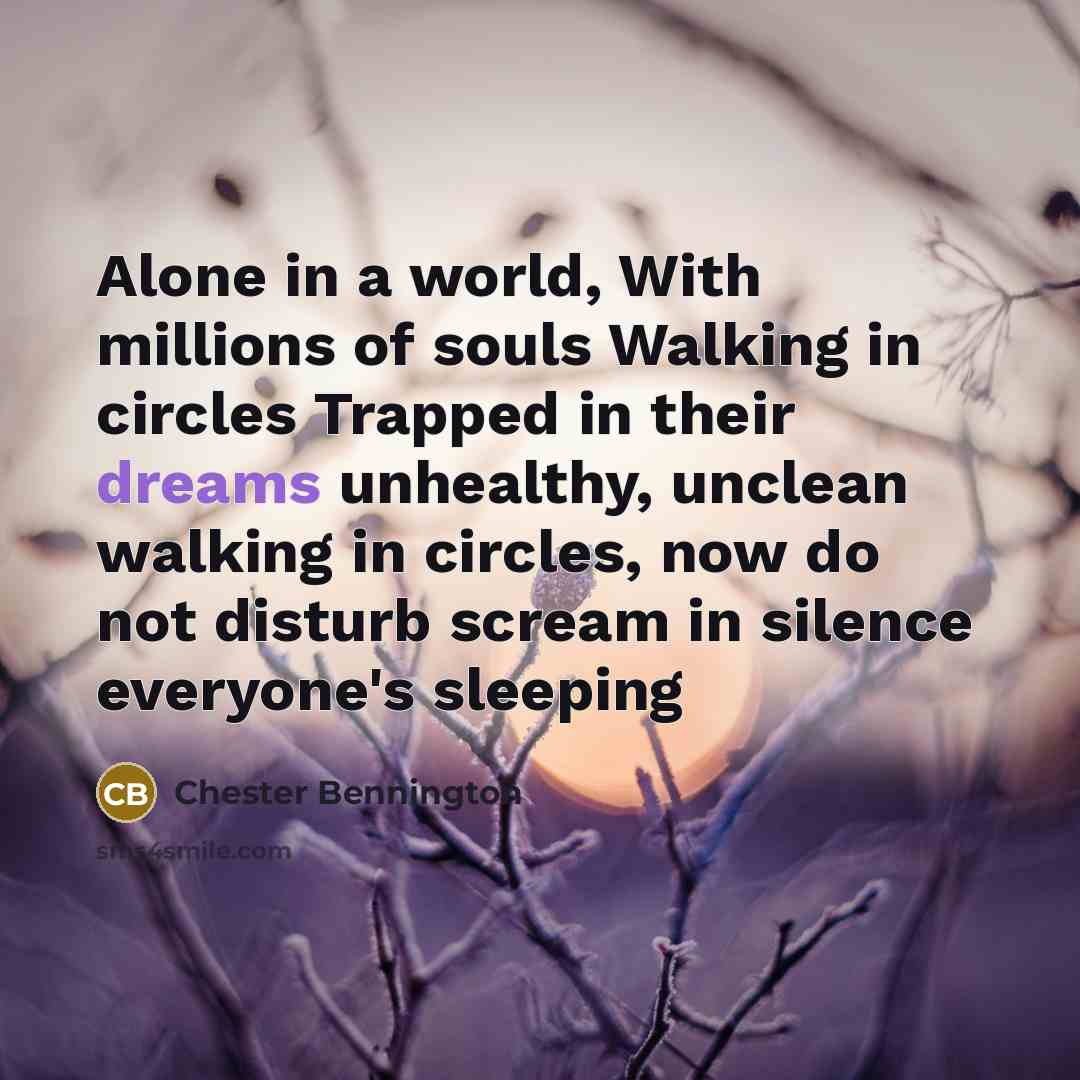 “Alone in a world, With millions of souls Walking in…” quote by Chester Bennington