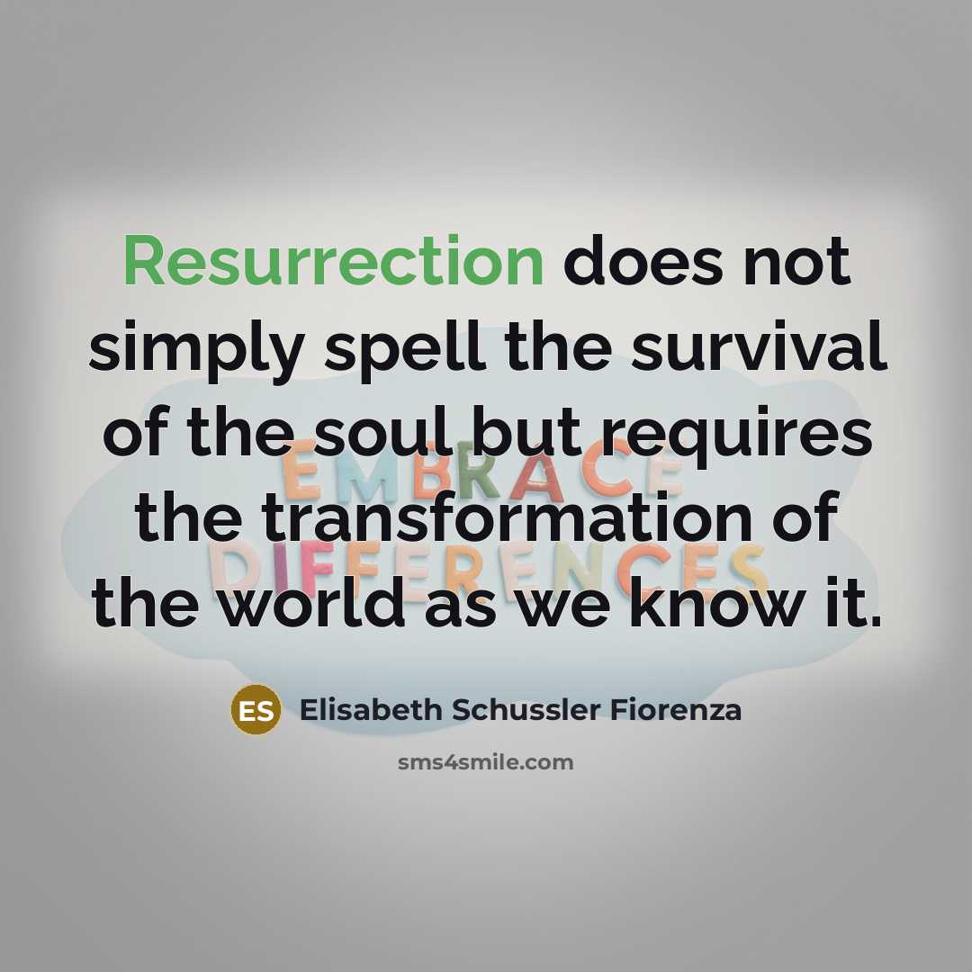 “Resurrection does not simply spell the survival of the soul…” quote by Elisabeth Schussler Fiorenza