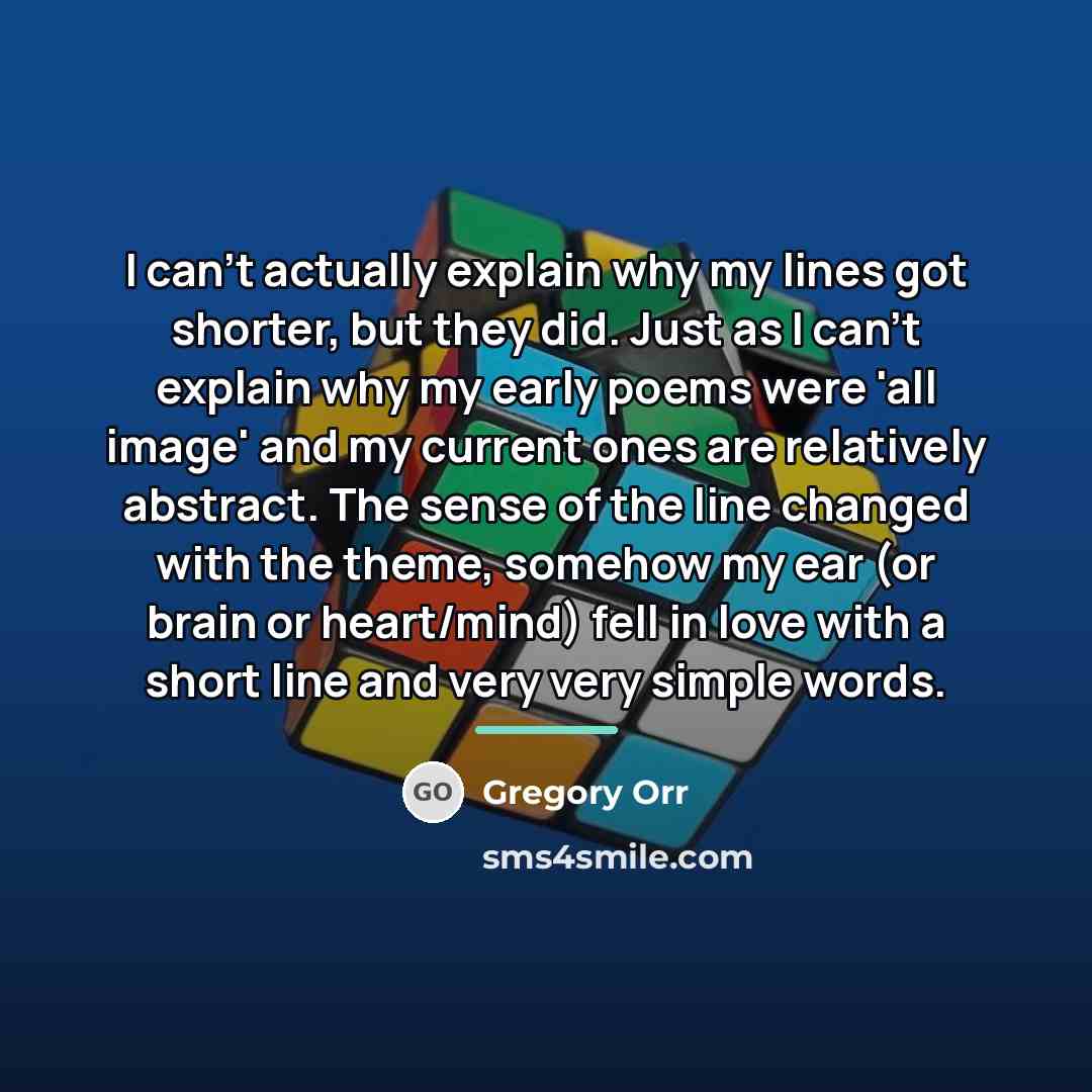 “I can't actually explain why my lines got shorter, but…” quote by Gregory Orr