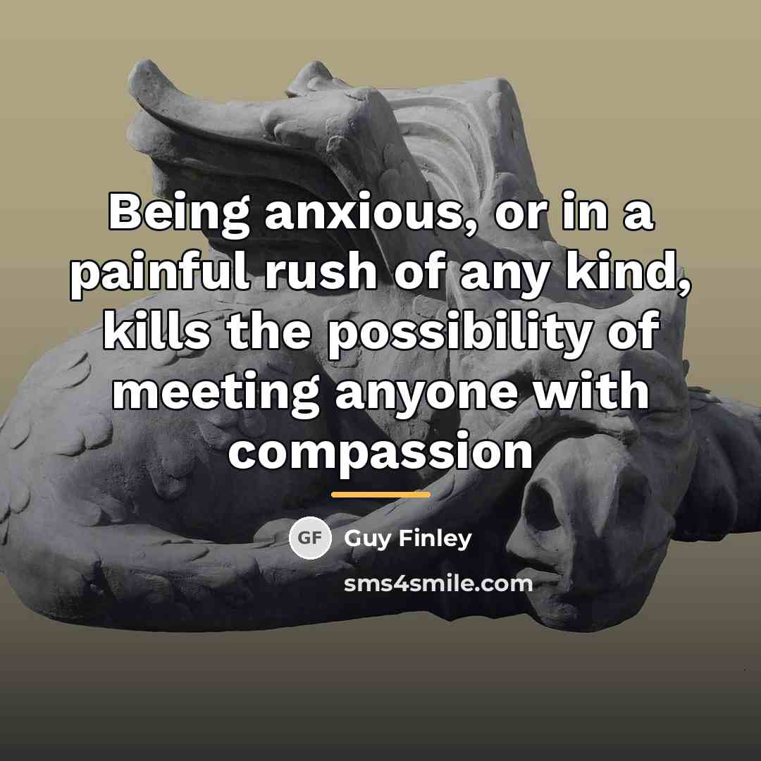 “Being anxious, or in a painful rush of any kind,…” quote by Guy Finley