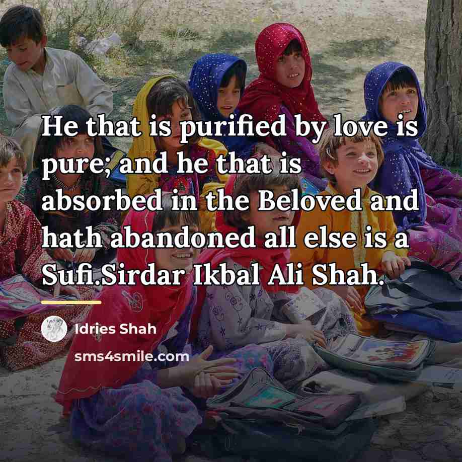 “He that is purified by love is pure; and he…” quote by Idries Shah