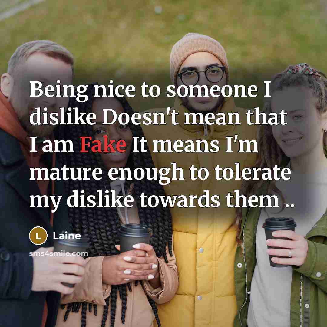 “Being nice to someone I dislike Doesn't mean that I…” quote by Laine