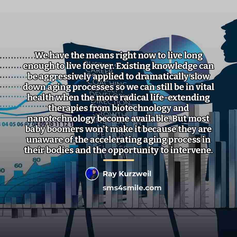 “We have the means right now to live long enough…” quote by Ray Kurzweil