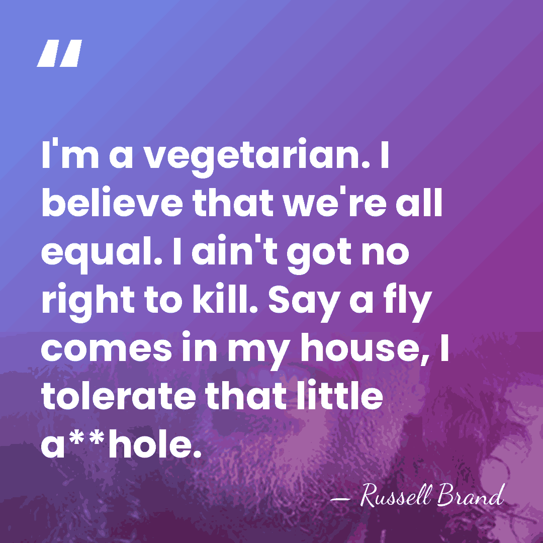 I'm a vegetarian. I believe that we're all equal. I ain't got&hellip; - Russell Brand