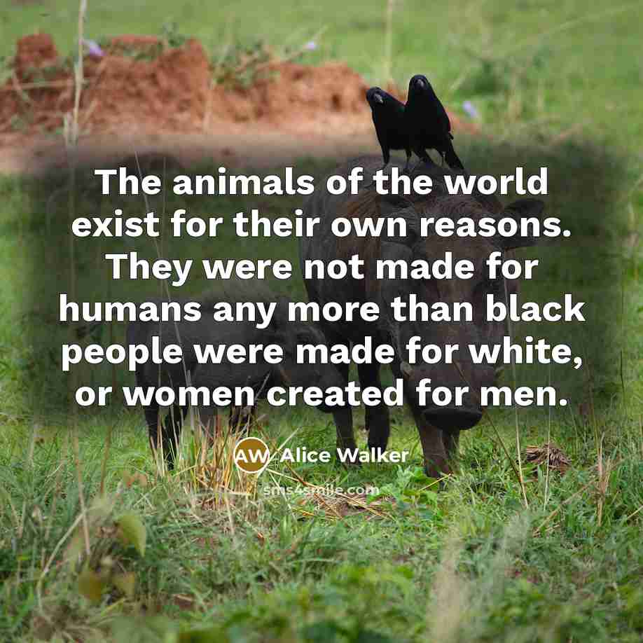 “The animals of the world exist for their own reasons.…” quote by Alice Walker