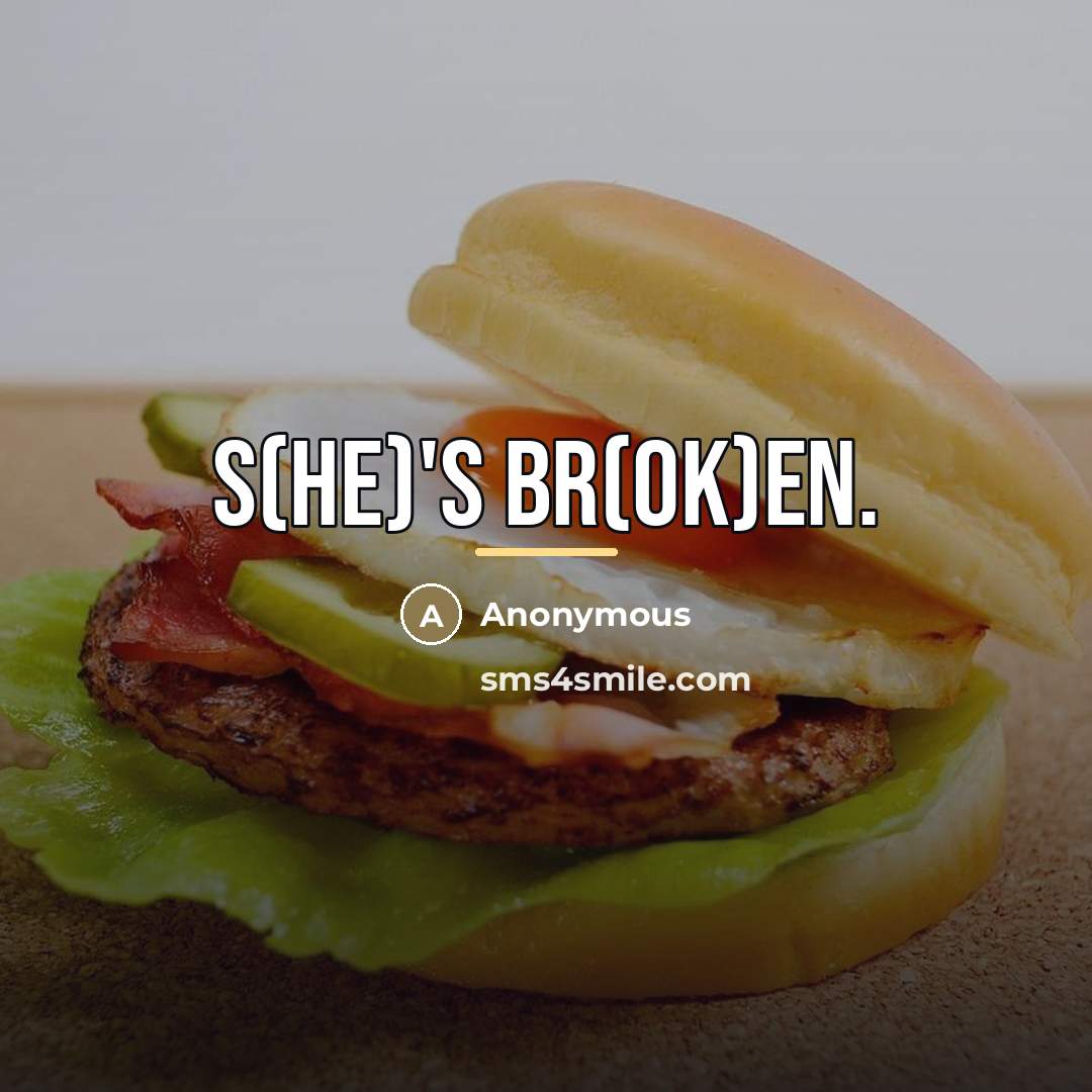 “S(HE)'S BR(OK)EN.…” quote by Anonymous