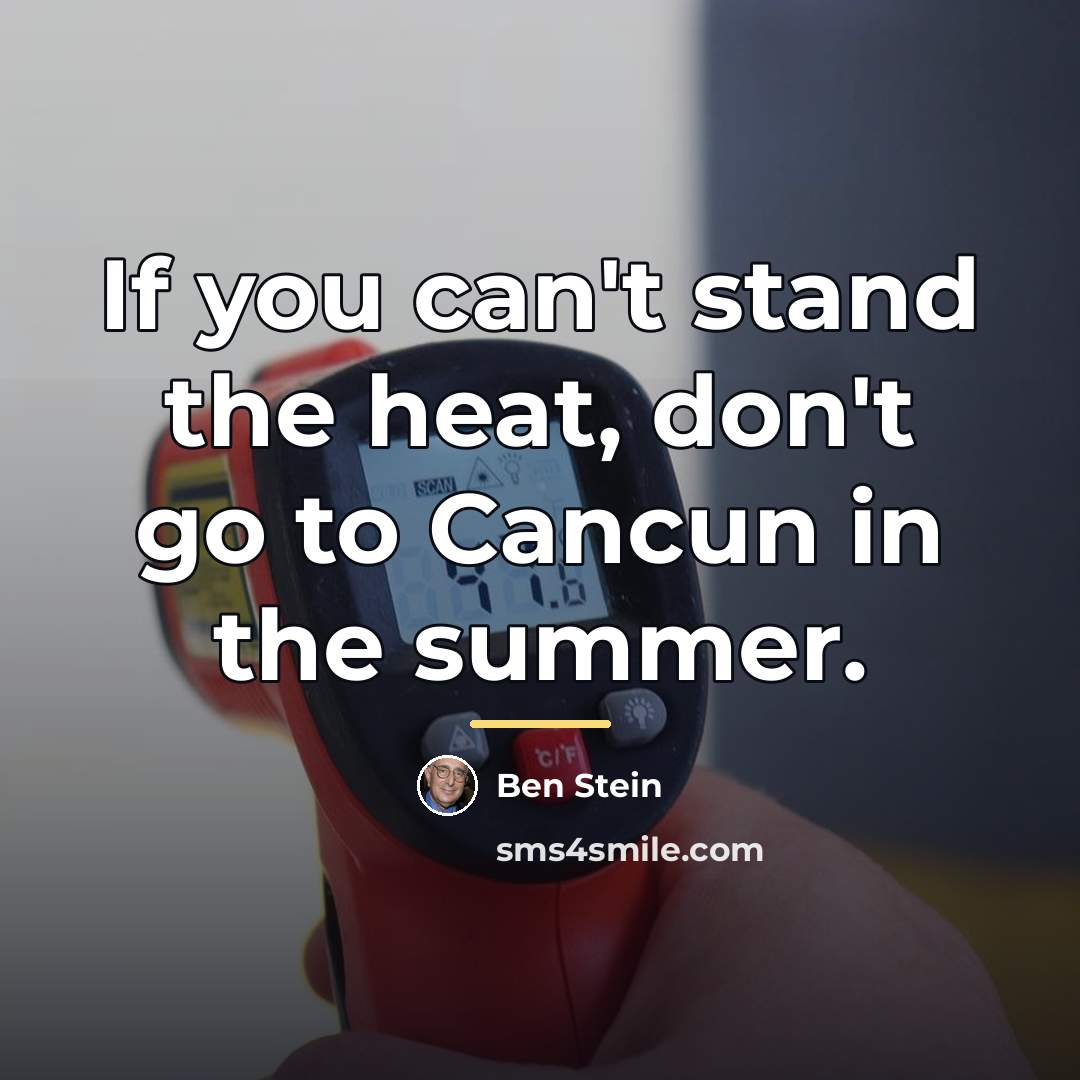 “If you can't stand the heat, don't go to Cancun…” quote by Ben Stein
