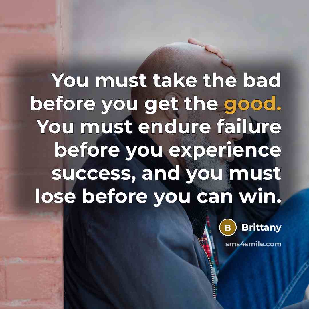 “You must take the bad before you get the good.…” quote by Brittany