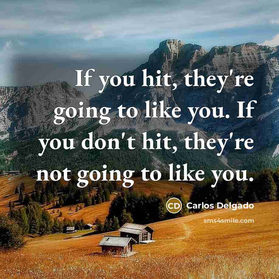 “If you hit, they're going to like you. If you don't hit, they're not going to like you.” quote by Carlos Delgado