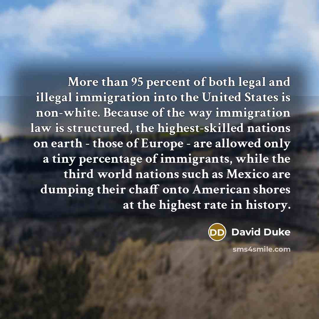 “More than 95 percent of both legal and illegal immigration…” quote by David Duke