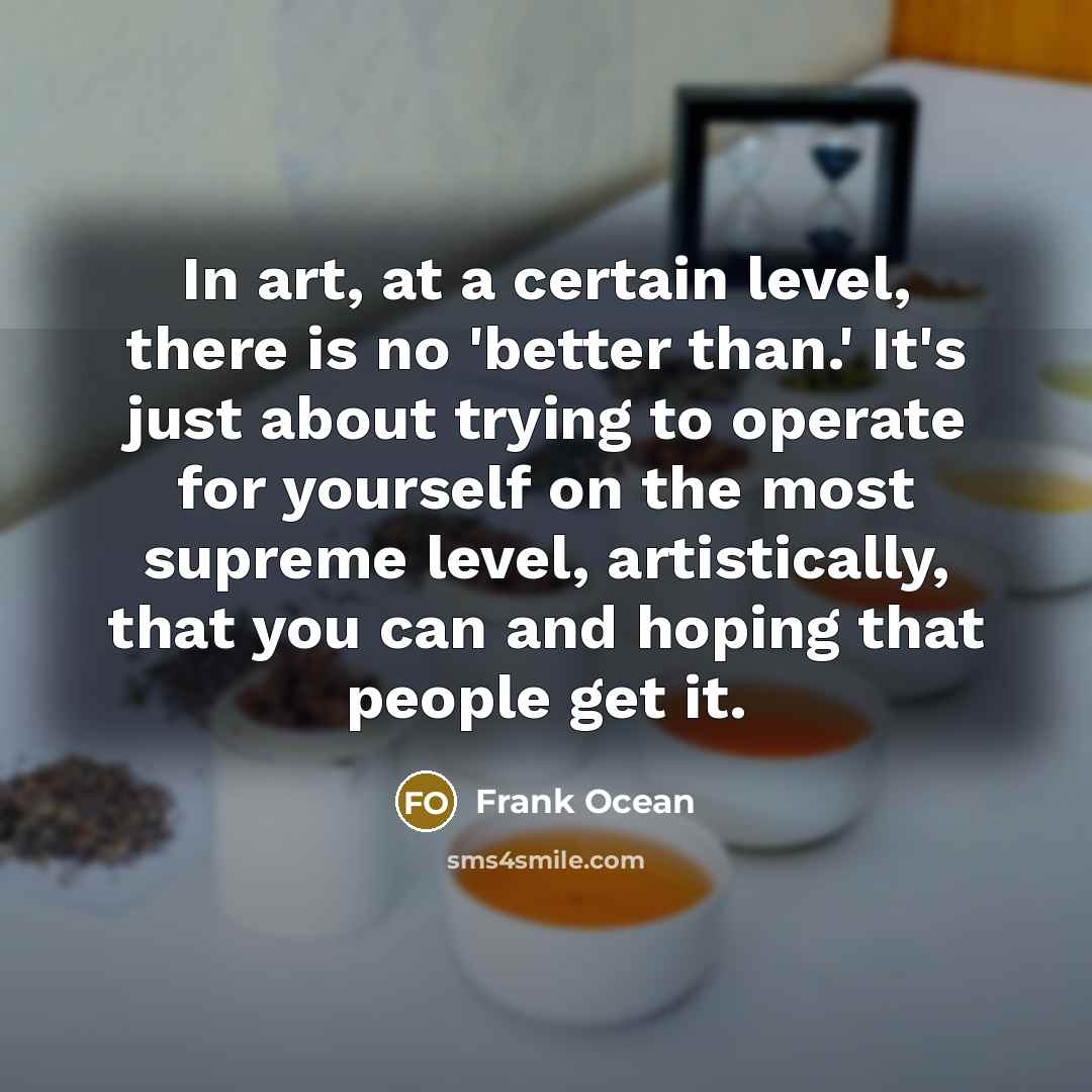 “In art, at a certain level, there is no 'better…” quote by Frank Ocean