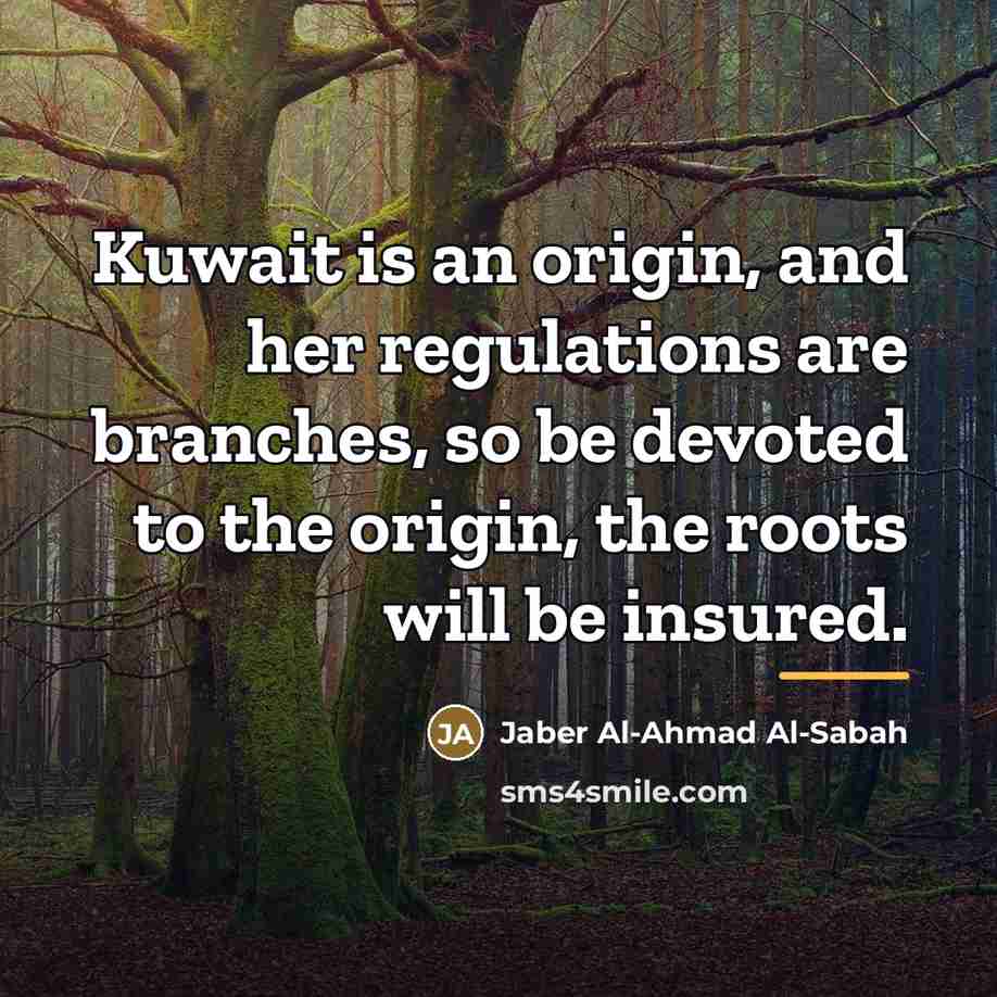 “Kuwait is an origin, and her regulations are branches, so…” quote by Jaber Al-Ahmad Al-Sabah