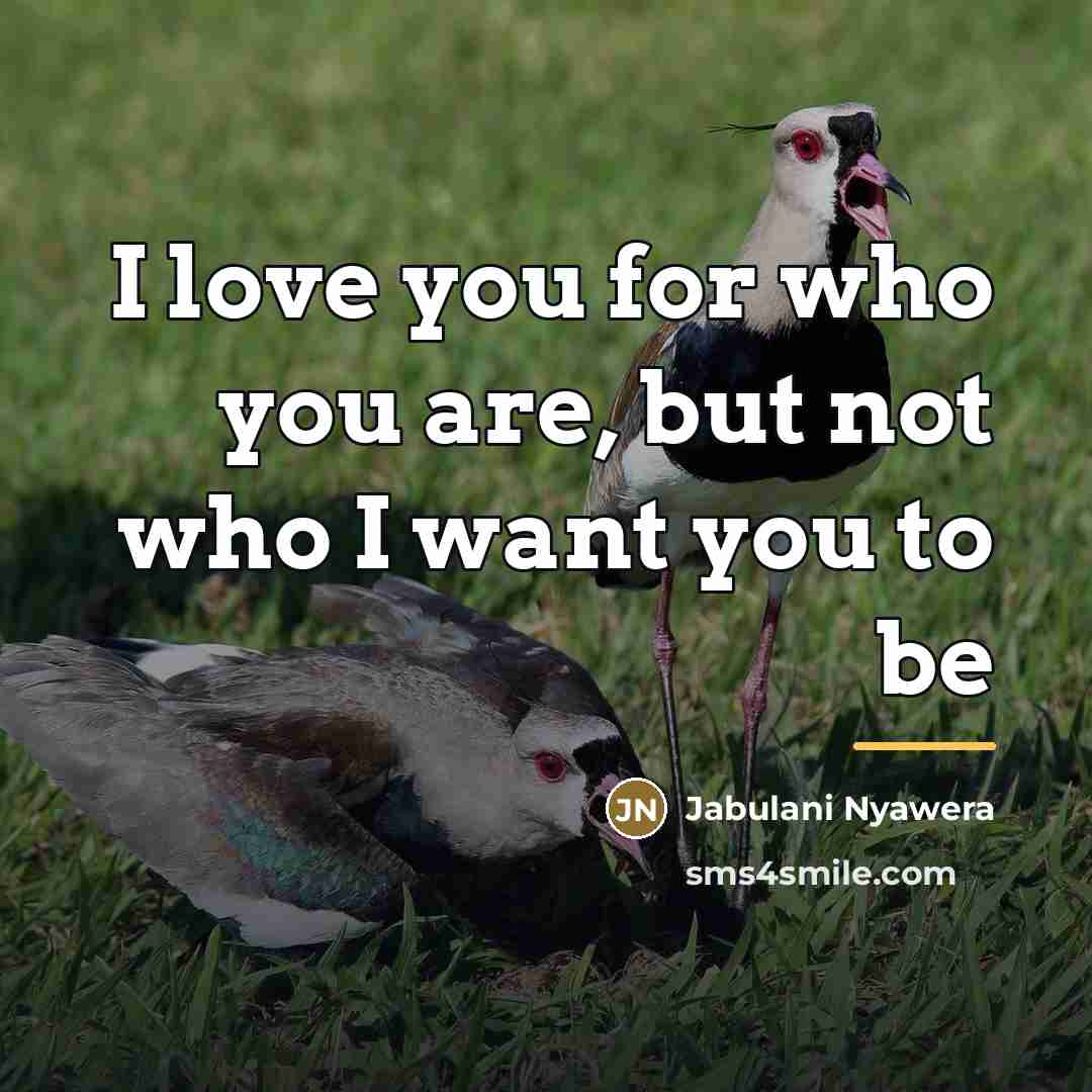 “I love you for who you are, but not who…” quote by Jabulani Nyawera