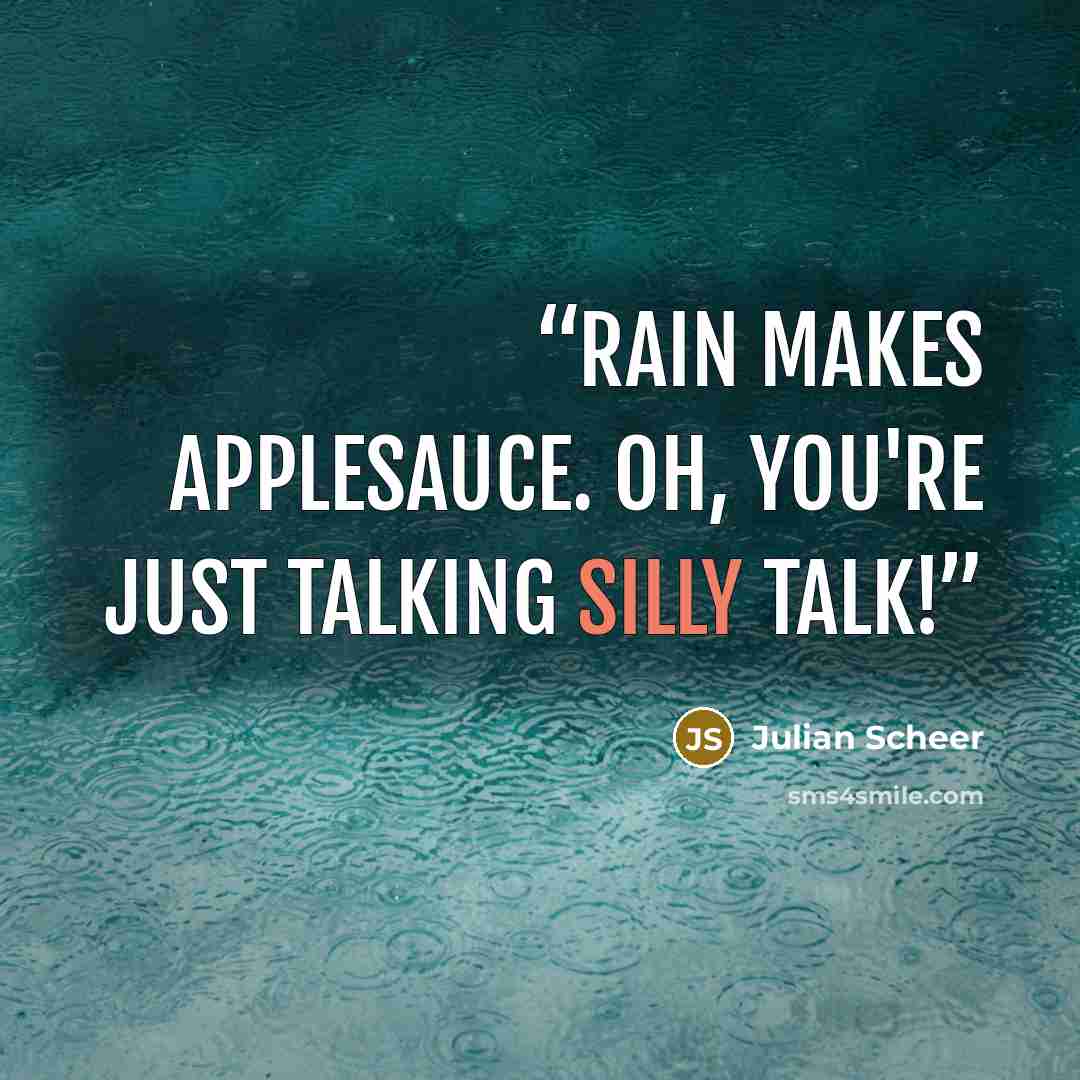 “Rain makes applesauce. Oh, you're just talking silly talk!” quote by Julian Scheer